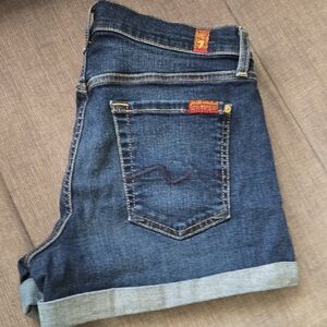 7 For All Mankind Indigo Jean Shorts